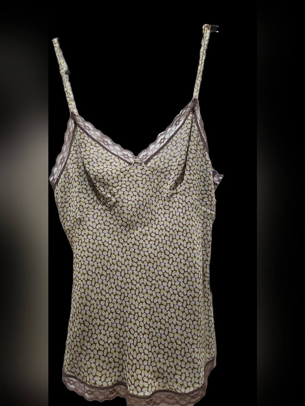 Express Studio, Silk Brown Lace-Trim Camisole